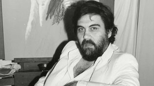 Portrait de Vangelis en noir et blanc 