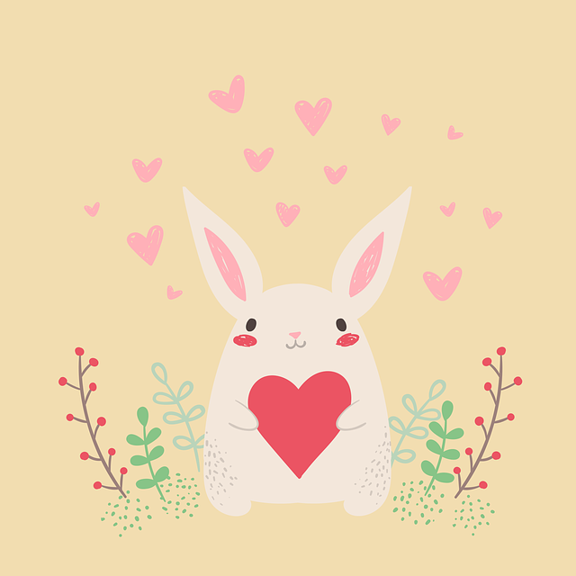 lapin qui tient un coeur dans ses pattes