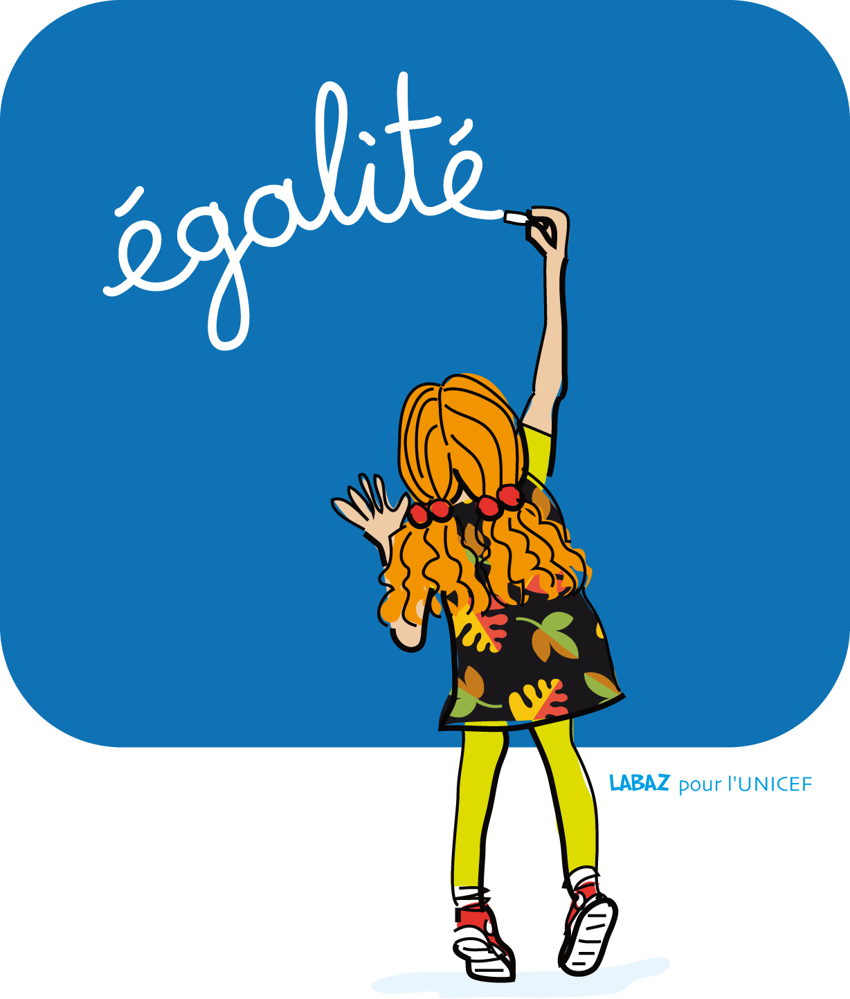 Petite fille qui écrit égalité