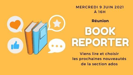 Image pour présenter la réunion ados Book Reporter du 09 juin à 16h à la bibliothèque